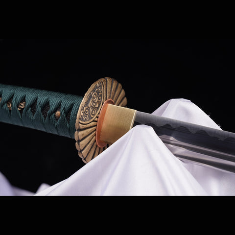 Hand Forged Japanese Samurai Katana Sword Manganese Steel Blade Clay Tempered Brass Tsuba-COOLKATANA-ZS-0062-U