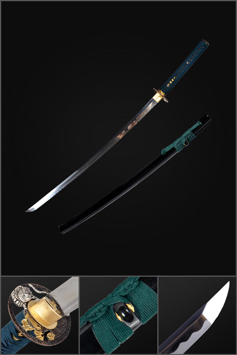 Hand Forged Japanese Samurai Katana Sword 1095 High Carbon Steel Clay Tempered Mirrorlike Blade Tiger Tsuba-COOLKATANA
