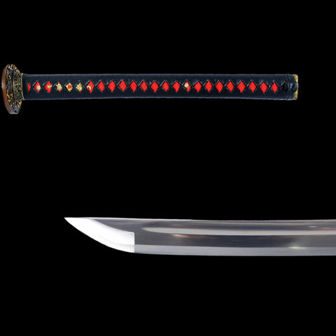 53inch Odachi Japanese Samurai Long Sword Black and Red Tsuka
