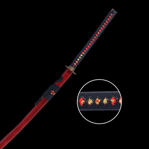 Red Odachi Japanese Samurai Long Sword