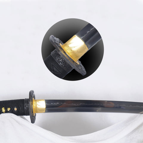 Hand Forged Japanese Wakizashi Sword 1095 High Carbon Steel Clay Tempered Iron Dragon Tsuba-COOLKATANA