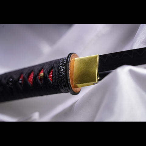Hand Forged Japanese Wakizashi Sword T10 Steel Clay Tempered Brass Tsuba Full Tang-COOLKATANA
