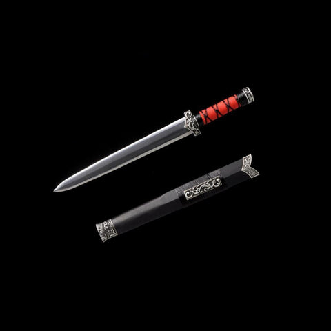 Handmade Chinese Sword Little Red Dragon Han Jian Short Sword Folded Steel Eight-sided Blade-COOLKATANA-SL-7108-U