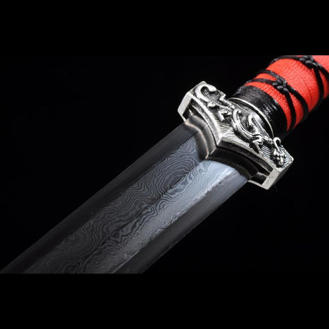 Handmade Chinese Sword Little Red Dragon Han Jian Short Sword Folded Steel Eight-sided Blade-COOLKATANA-SL-7108-U