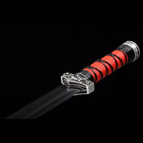 Handmade Chinese Sword Little Red Dragon Han Jian Short Sword Folded Steel Eight-sided Blade-COOLKATANA-SL-7108-U