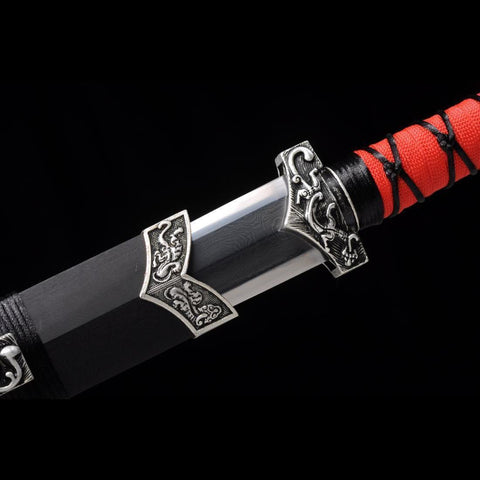 Handmade Chinese Sword Little Red Dragon Han Jian Short Sword Folded Steel Eight-sided Blade-COOLKATANA-SL-7108-U