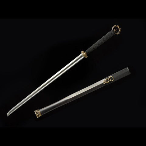 Handmade Chinese Sword Ring-Pommel Sword Straight Blade Dao Folded Steel Bla-COOLKATANA-SL-5022-U