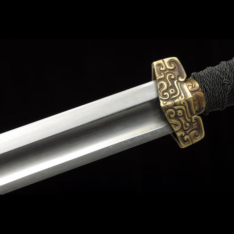 Handmade Chinese Sword Ring-Pommel Sword Straight Blade Dao Folded Steel Bla-COOLKATANA-SL-5022-U