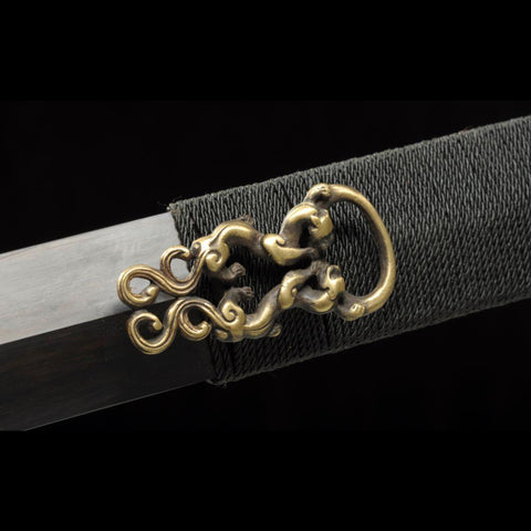 Handmade Chinese Sword Ring-Pommel Sword Straight Blade Dao Folded Steel Bla-COOLKATANA-SL-5022-U