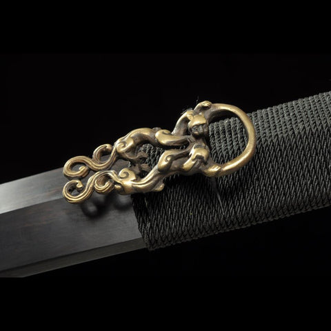 Handmade Chinese Sword Ring-Pommel Sword Straight Blade Dao Folded Steel Bla-COOLKATANA-SL-5022-U