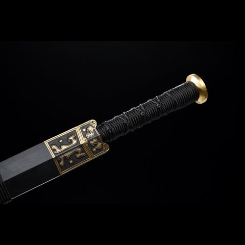 Handmade Chinese Sword Moire Han Jian Folded steel Eight-sided Blade Ebony Scabbard-COOLKATANA-SL-6060-U