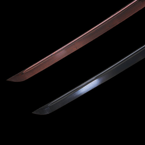 Hand Forged Japanese Daisho Black+White Katana Sword Set Folded Steel Reddish Black Blade-COOLKATANA