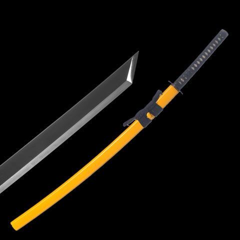 Hand Forged Japanese Samurai Katana Sword 1095 Carbon Steel Clay Tempered Kiriha-Zukuri Black Blade-COOLKATANA