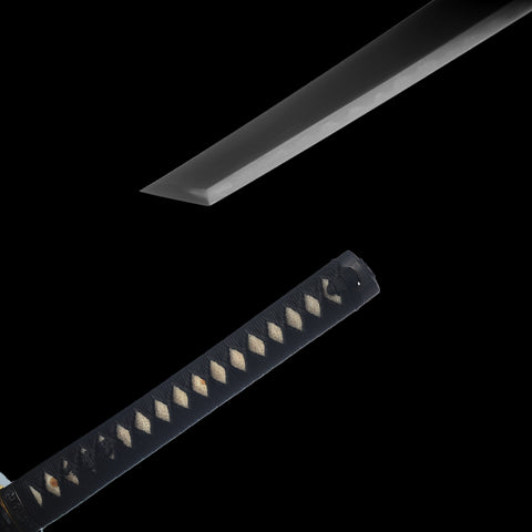 Hand Forged Japanese Samurai Katana Sword 1095 Carbon Steel Clay Tempered Kiriha-Zukuri Black Blade-COOLKATANA