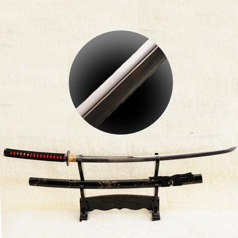 Hand Forged Japanese Samurai Katana Sword 1095 Carbon Steel Unokubi-Zukuri Blade Iron Tsuba-COOLKATANA