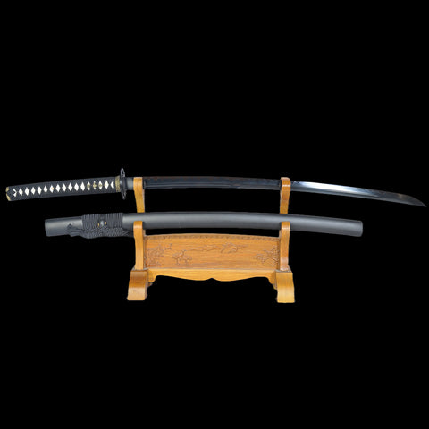 Hand Forged Japanese Samurai Katana Sword 1095 High Carbon Steel Black Blade Clay Tempered Unokubi-Zukuri-COOLKATANA