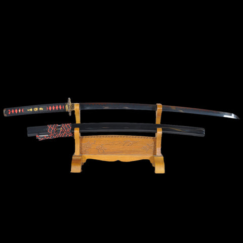 Hand Forged Japanese Samurai Katana Sword 1095 High Carbon Steel Clay Tempered Black Blade Functional-COOLKATANA