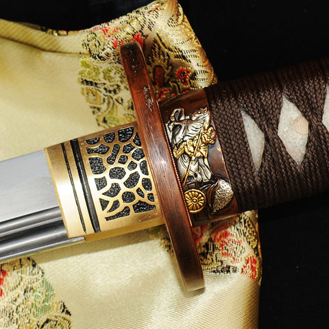 Hand Forged Japanese Samurai Katana Sword 1095 High Carbon Steel Copper Dragon Tsuba Sharp-COOLKATANA