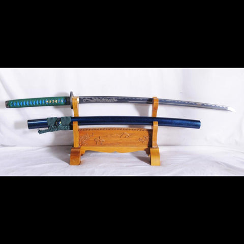 Hand Forged Japanese Samurai Katana Sword Dragon Carving Combined Material Sanmai Full Tang-COOLKATANA-SL-1085-U