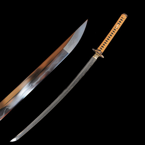 Hand Forged Japanese Samurai Katana Sword Honsanmai Clay Tempered Shobu Zukuri Without Yokoto Rayskin Saya-COOLKATANA