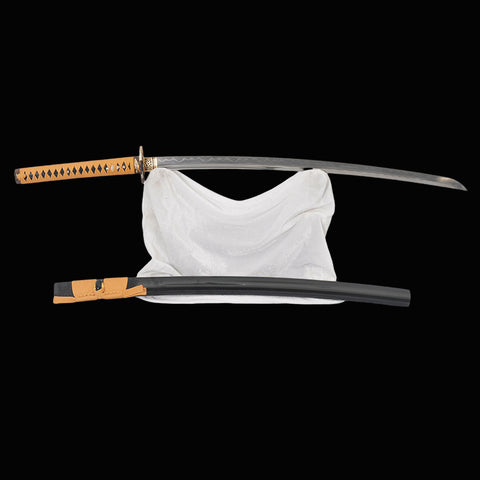 Hand Forged Japanese Samurai Katana Sword Honsanmai Clay Tempered Shobu Zukuri Without Yokoto Rayskin Saya-COOLKATANA