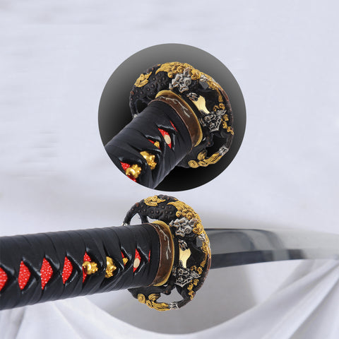 Hand Forged Japanese Samurai Sword Clay Tempered Katana With Kozuka Shell Saya-COOLKATANA
