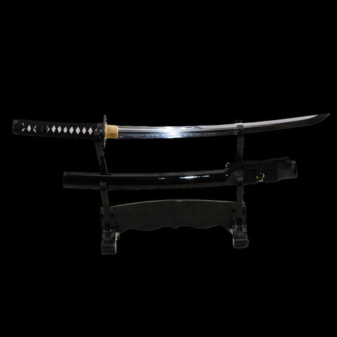 Hand Forged Japanese Wakizashi Sword 1095 Carbon Steel Clay Tempered Blade Rayskin Saya-COOLKATANA