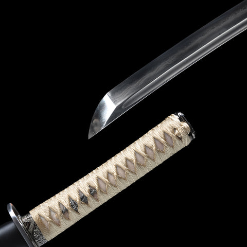Hand Forged Japanese Wakizashi Sword Sanmai Combined Material Clay Tempered Full Tang-COOLKATANA
