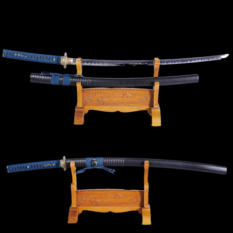 Hand Forged Musashi Japanese Katana Sword Damascus Steel Abrasived Hamon Full Tang-COOLKATANA