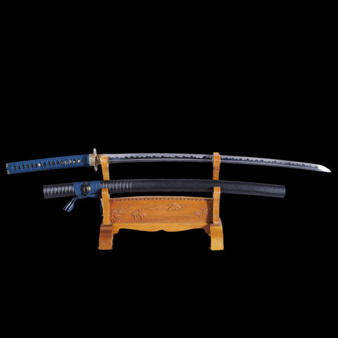 Hand Forged Musashi Japanese Katana Sword Damascus Steel Abrasived Hamon Full Tang-COOLKATANA
