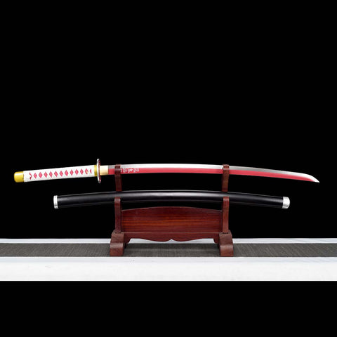 Handmade Demon Slayer Tsuyuri Kanao Nichirin Katana Sword with Full Tang Red Blade