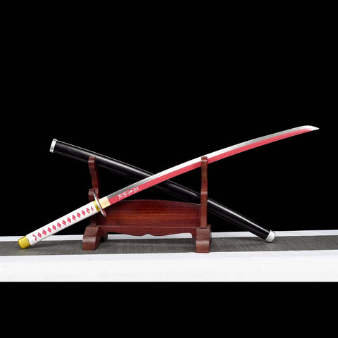 Anime Tsuyuri Kanao Nichirin Katana Sword with Full Tang Red Blade