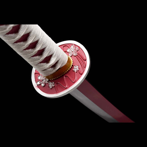 Red Tsuyuri Kanao Nichirin Katana Sword with Full Tang Blade