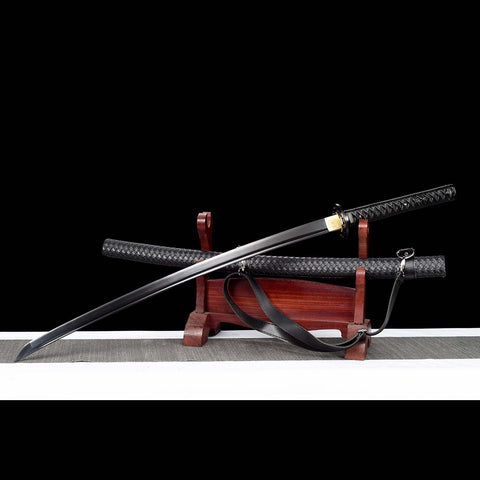 Cool Japanese Katana Sword with Black Saya and 1060 Carbon Steel Full Tang Blade-QQ-0125-U