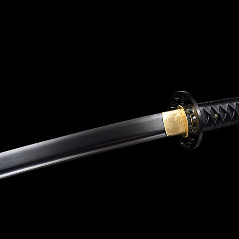 Handmade Japanese Katana Sword 1060 Carbon Steel Full Tang Blade With Black Saya-COOLKATANA-QQ-0125-U