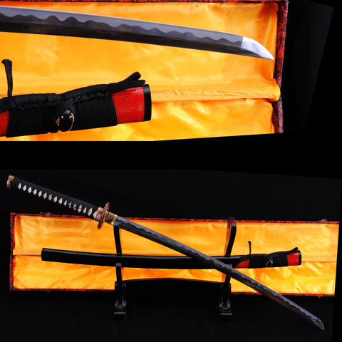 Handmade Japanese Katana Sword 1095 High Carbon Steel Abrasived Hamon Copper Crane Tsuba-COOLKATANA