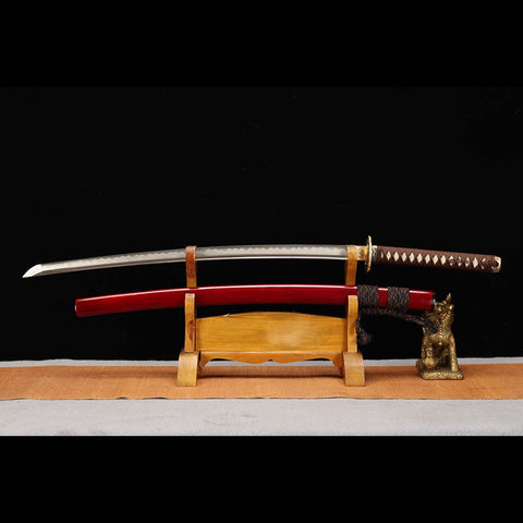 Handmade Japanese Katana Sword, Skylark Pattern Sword T10 Steel Full Tang Clay Tempered Blade