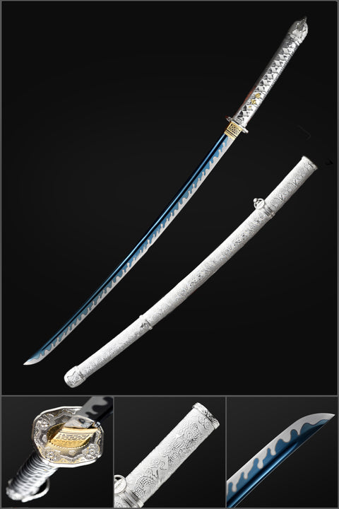 Handmade Japanese Samurai Katana, WWII Command Sword 9260 Spring Steel Full Tang Clay Tempered-COOLKATANA-QQ-0216-U