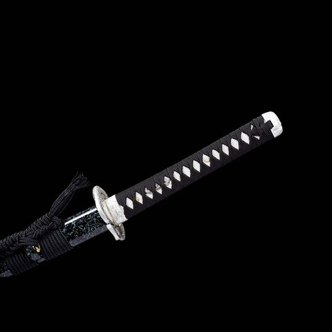 Handmade Japanese Katana Sword, High Manganese Steel Full Tang Blue Blade Stripe Saya Python Tusba-COOLKATANA-QQ-0244-U