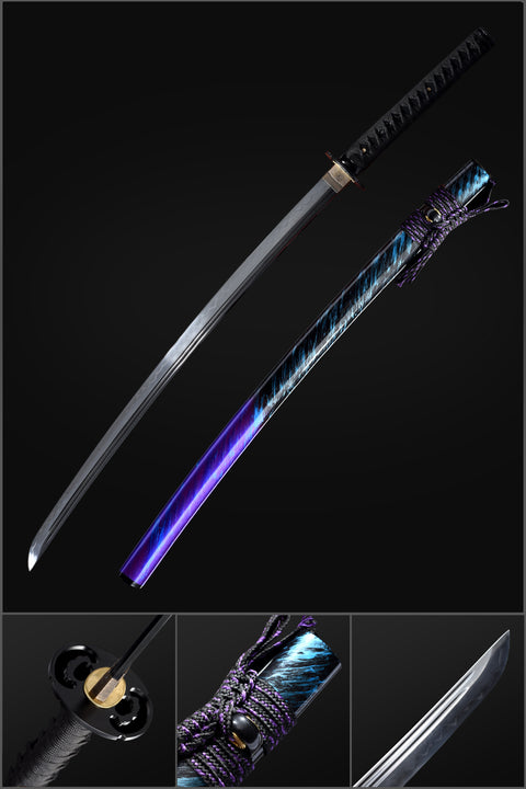 COOLKATANA Double Narrow Bo-hi Purple Katana Sword