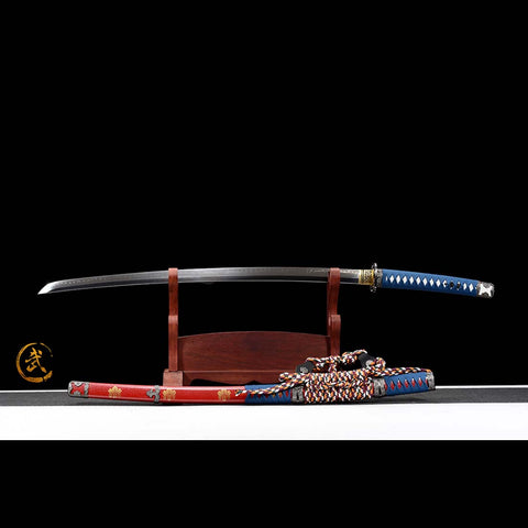 Handmade Japanese Tachi Sword, Murasakino Hantachi T10 Steel Full Tang Blade Painted Saya-COOLKATANA-QQ-0224-U