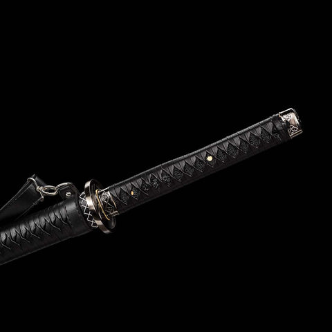 Handmade The Walking Dead Michonne Katana 1060 Carbon Steel Full Tang Blade Black Saya-COOLKATANA-QQ-0124-U