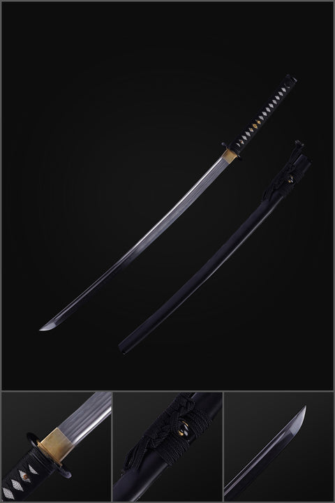 Hand Forged Japanese Samurai Sword T8 Tool Steel Blade Clay Tempered Alloy Tsuba Full Tang-COOLKATANA