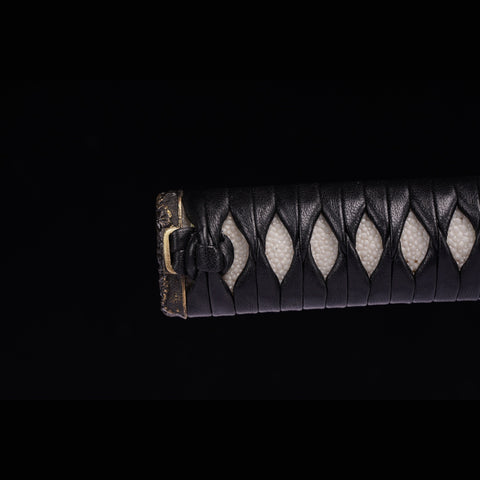 Hand Forged Japanese Wakizashi Sword Folded Steel Clay Tempered Brass Tsuba-COOLKATANA