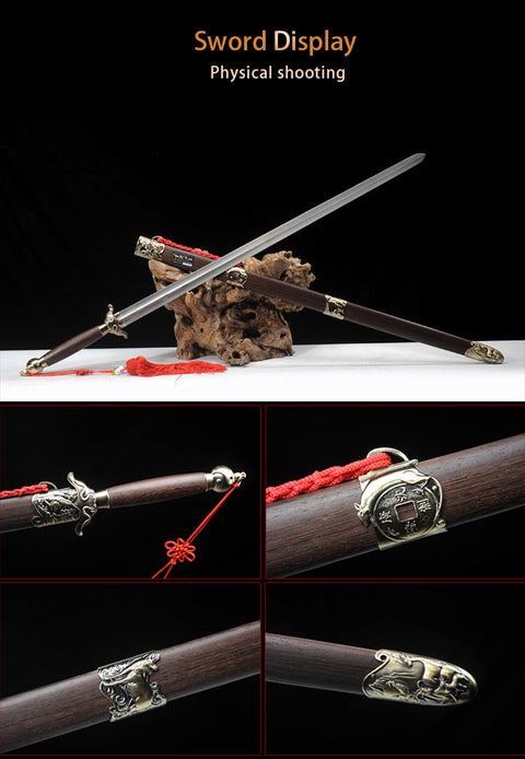 Handmade Chinese Sword Zodiac Signs Tai Chi Jian Stainless Steel Longquan Sword-COOLKATANA-SL-8030-1-U