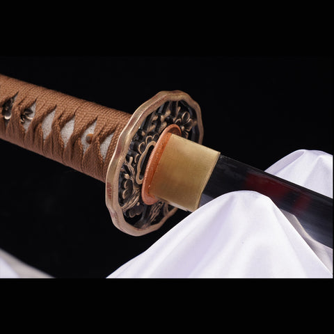 Hand Forged Japanese Samurai Katana Sword High Manganese Steel Oil Quenching Copper Tsuba-COOLKATANA