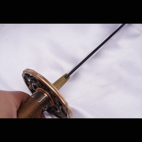 Hand Forged Japanese Samurai Katana Sword High Manganese Steel Oil Quenching Copper Tsuba-COOLKATANA