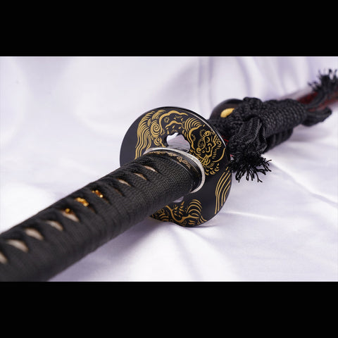 Hand Forged Japanese Samurai Sword T8 Tool Steel Blade Clay Tempered Alloy Tsuba Full Tang-COOLKATANA