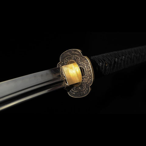 Hand Forged Japanese Naginata Sword 1095 Steel Clay Tempered Brass Tsuba-COOLKATANA-SL-1419-U